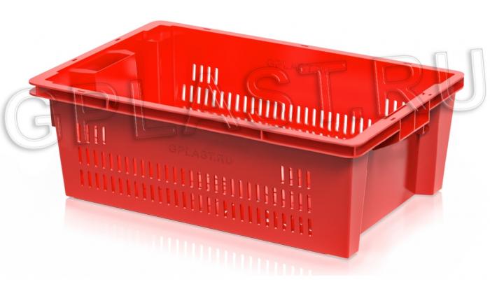 Ящик Пластиковый Овощной Комбинированный Красный 600х400х200мм - 35л